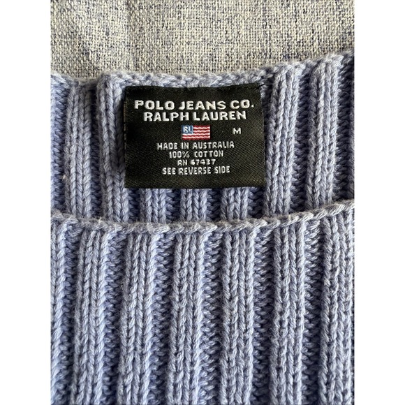 VTG Ralph Lauren Polo Jeans USA Flag Lilac Boat Neck Sz M Ribbed Sweater Vest - Picture 4 of 10